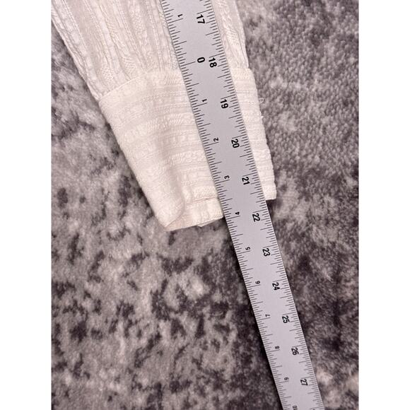 Faherty Top Medium Womens Ivory Organic Cotton Woven Gauze Popover Blouse Shirt - Picture 5 of 9